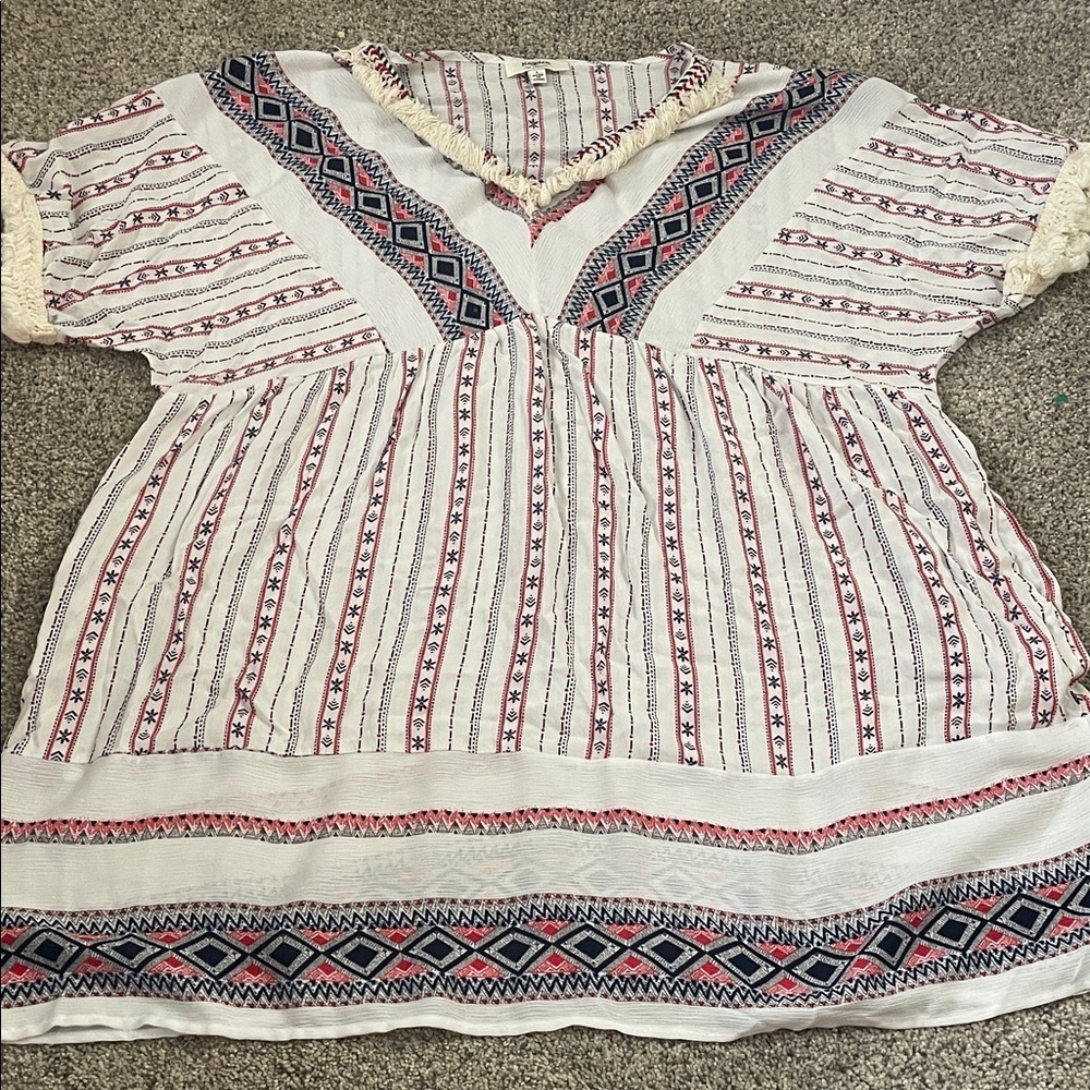 Hayden Los Angeles striped fringe top large